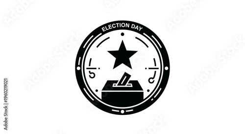 Black and white election symbol icon.