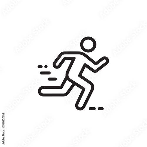 A minimalist linear icon representing a person running quickly with motion lines for speed effect Vector
