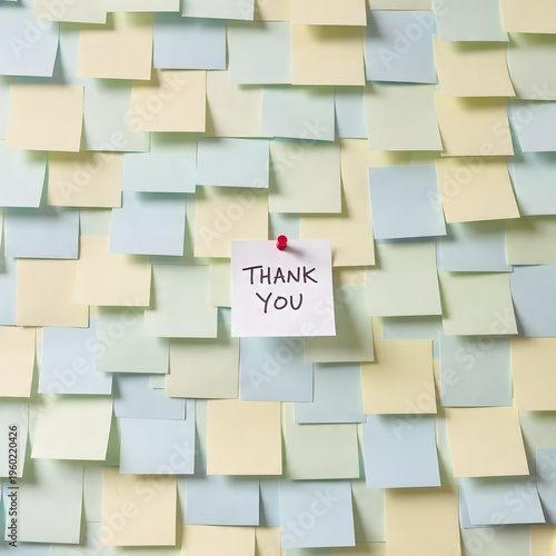 Vibrant wall of gratitude with colorful sticky notes and a thank you message