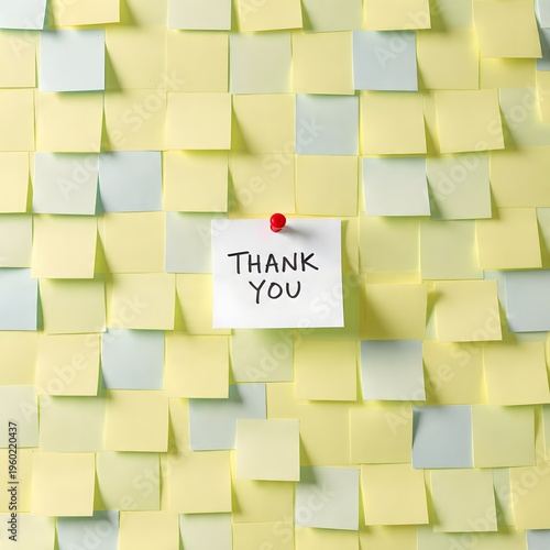 Vibrant wall of gratitude with colorful sticky notes and a thank you message