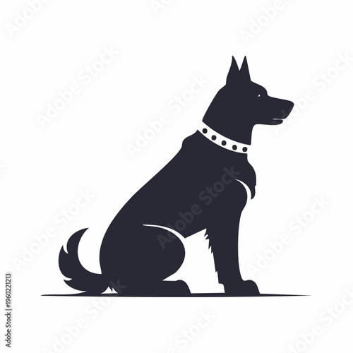 Silhouette of a sitting dog, a loyal and watchful companion.