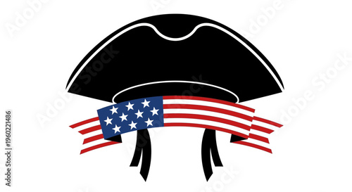 American Tricorn Hat with Flag.