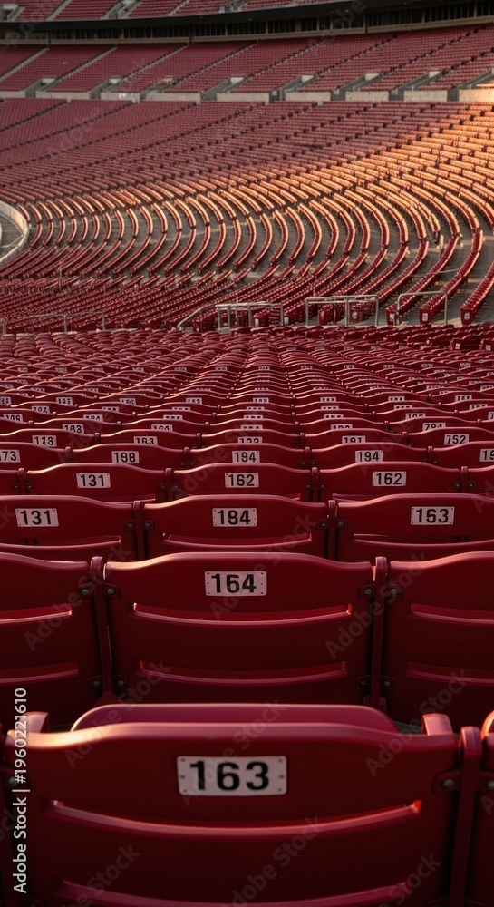 Fototapeta premium Rows of Empty Red Seats in a Stadium.