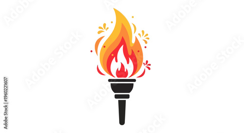 Torch with flame and sparks.
