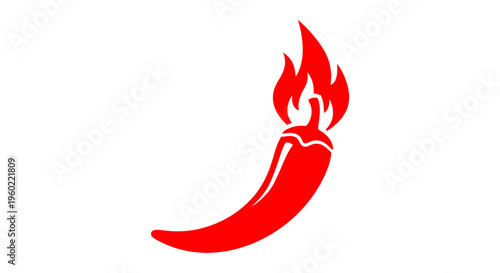Spicy Red Chili Pepper Flame Icon.