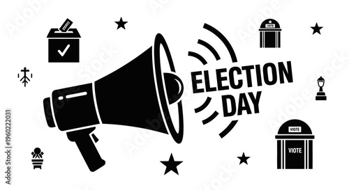 Election Day Megaphone Icon Graphic Design.