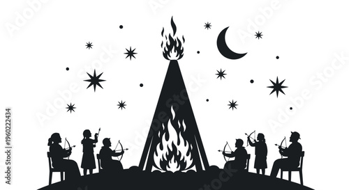 People sitting around a campfire.