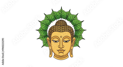 Buddha Head Statue Golden Face.