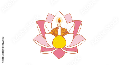 Buddhist Lotus Flower Symbol Icon.