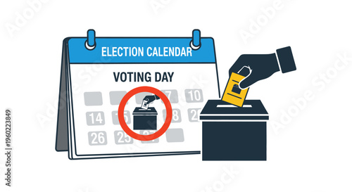Voting Day Calendar with Ballot Box.