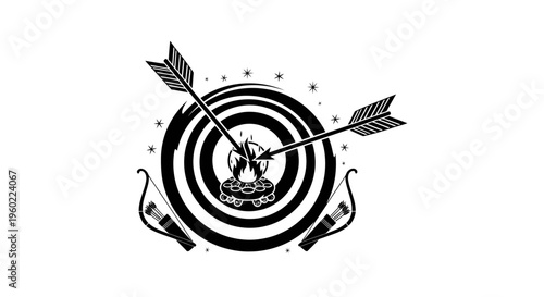Bullseye Target with Arrow Logo Design.