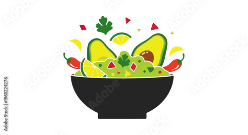 Guacamole in a black bowl.