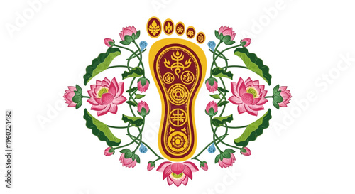 Decorative Hindu Om Footprint Design.