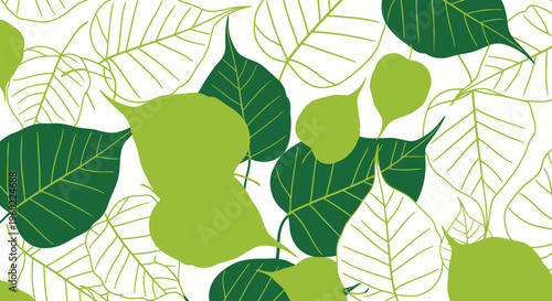 Green leaves on white background.