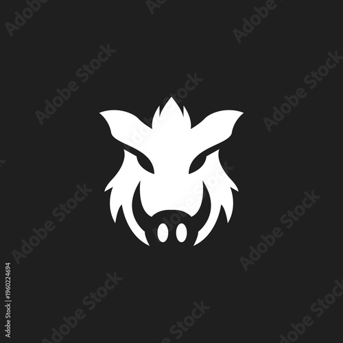 Wild Boar Head Logo Vector Illustration - Minimalist Geometric Hog Mascot Design