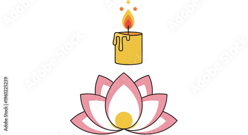 Pink Lotus Flower With Yellow Center.