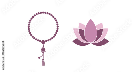 Pink Lotus Mala Prayer Beads.