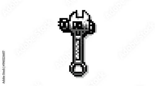 Pixel art wrench icon. Mechanic tool for repair, maintenance, and construction. Retro 8-bit digital graphic element.
