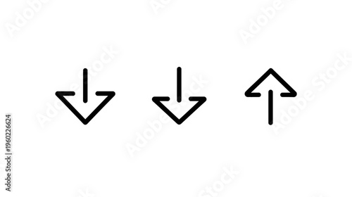 Black outline download and upload arrow icon set. UI elements for web, app, scroll, and digital interface design concept.