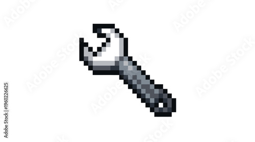 Pixel art wrench or spanner icon, a classic retro video game asset for repair, tools, construction, and maintenance themes