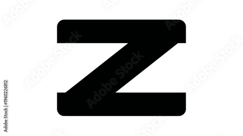 Black Uppercase Letter Z Graphic Icon Isolated on White Background - Modern Alphabet Typography Element