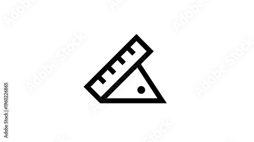 Geometric outline icon of drafting tools, featuring a ruler and set square, representing design, architecture, engineering, and education.
