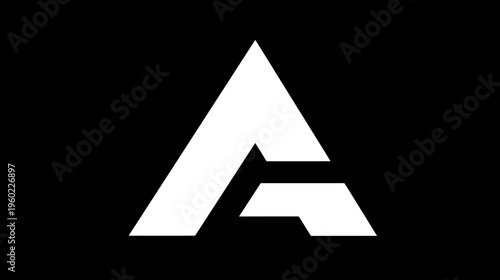 Stylized white uppercase letter A on a black background, modern geometric abstract design, initial for branding or graphic element