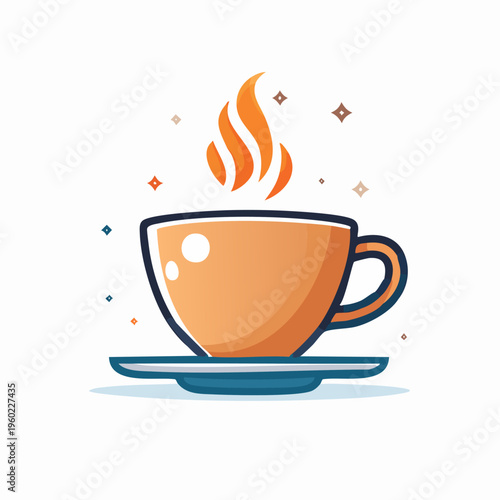 Steaming cup of coffee on a saucer, ready to enjoy.