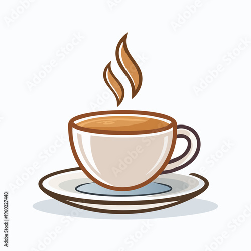 Steaming Cup of Coffee on a Saucer.