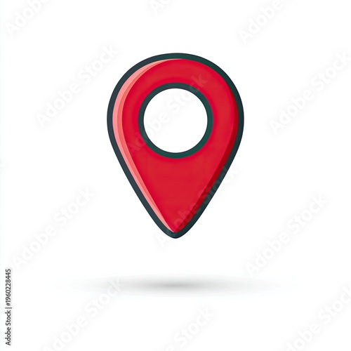 Glossy red pin with dark outline & centered hole, shadow beneath, isolated on white Free Download Glossy red pin with dark outline & centered hole, shadow beneath, isolated on white - GFXLoad