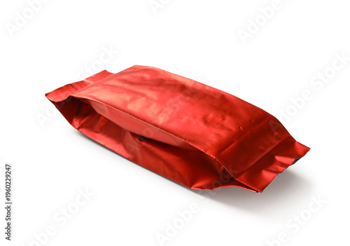 Red coffee bag on white bac...