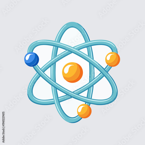 Stylized atom symbol with orbiting electrons illustration.