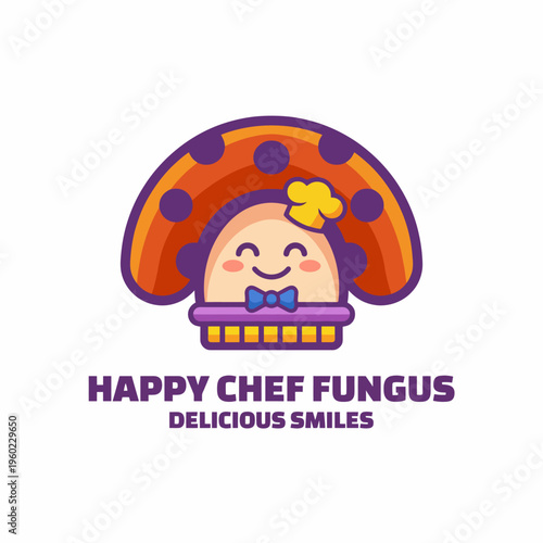 The image features a cheerful chef mushroom wearing a hat and bowtie, promoting a sense of delight and culinary creativity, inviting the viewer to savor delightful moments.