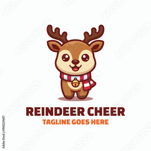 This adorable reindeer character features a warm smile, festive scarf, and unique charm, perfect for evoking holiday cheer and joy during the season of giving and celebration.