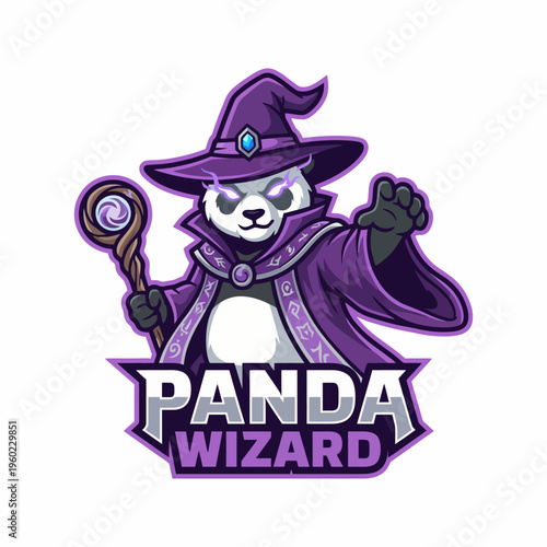 This image showcases a whimsical panda dressed as a wizard, holding a magical staff, emanating an aura of enchantment and charm. Perfect for fantasy-themed art.