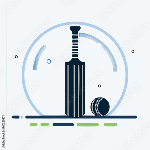 Stylized cricket game equipment on a white background.
