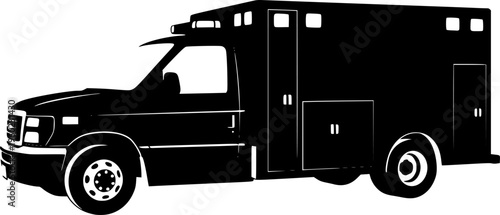 An Ambulance Vehicle Clean Vector Silhouette Solid
