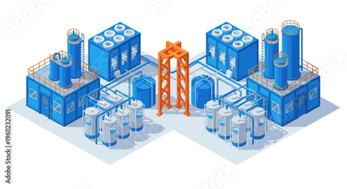 Modern Industrial Battery Energy Storage System Illustration.