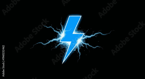 Electric blue lightning bolt graphic.