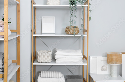 Shelf units with stacked be...