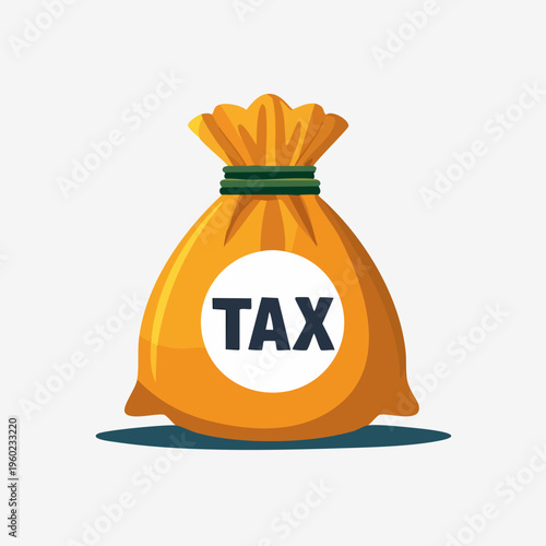 Tax Bag Illustration - Financial Burden and Government Revenue.