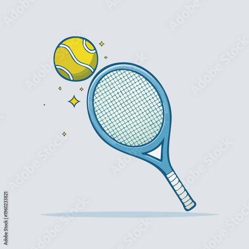Tennis Racket and Ball Illustration.