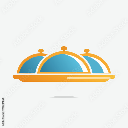 Three food cloches on a serving platter illustration.