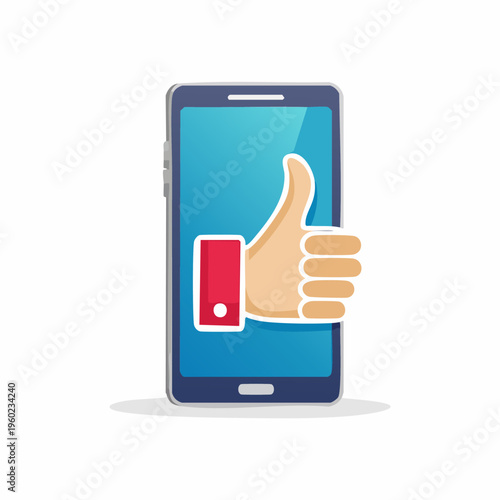 Thumbs up like icon displayed on a modern smartphone screen vector illustration.