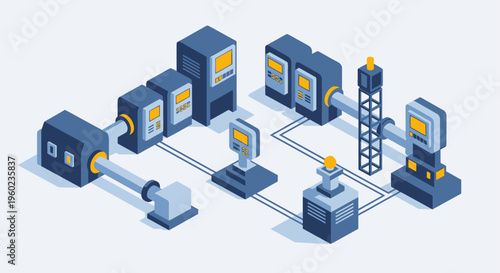 Modern industrial factory production line with advanced technology and automation.