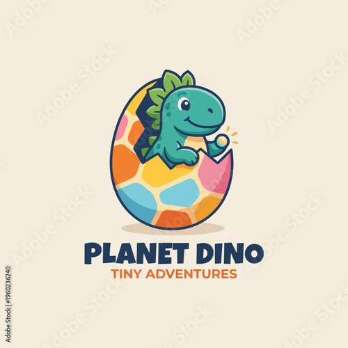 This delightful image features a baby dinosaur peeping out of a colorful egg, representing innocence and playful curiosity, perfect for capturing the essence of childhood wonder.