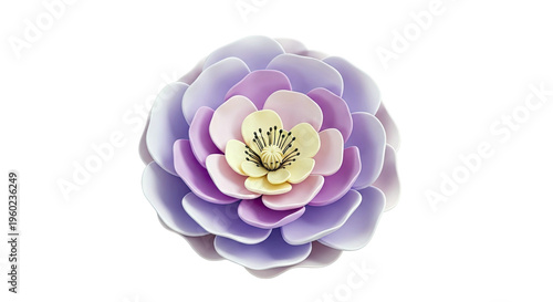 3D Rendered Flower with Pastel Petals
