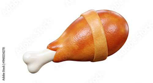 3D Rendered Crispy Chicken Drumstick with Bone