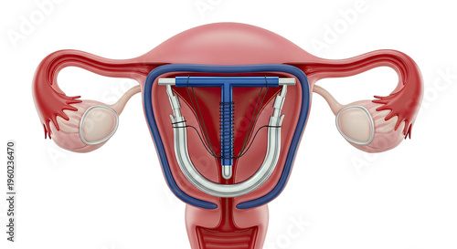 3D Illustration of IUD in Uterus