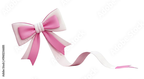 Pink Ribbon Bow with Flowing Tail